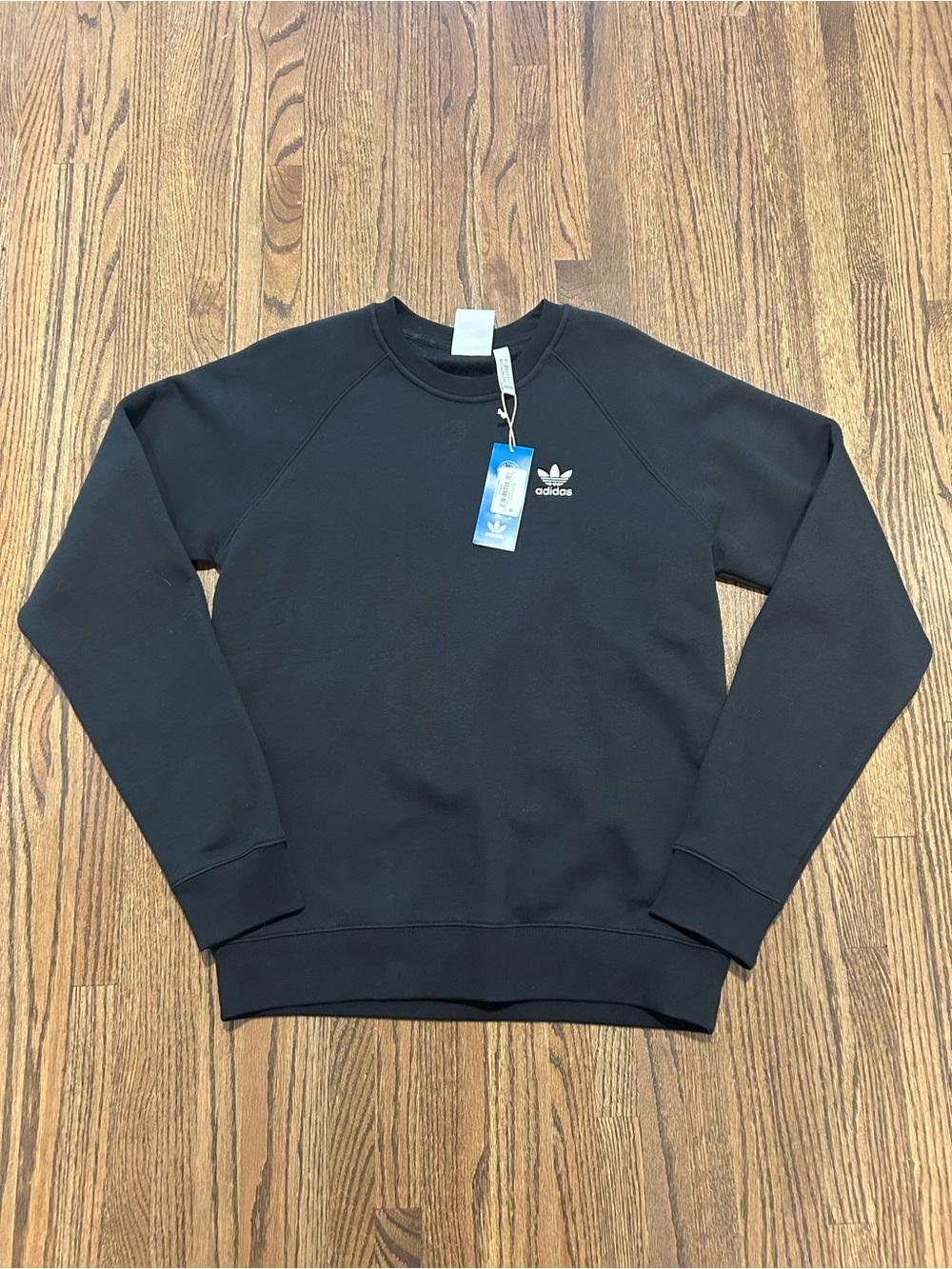 NWT Adidas Originals Essentials Crew Sweatshirt Black Trefoil Logo Men’s S
